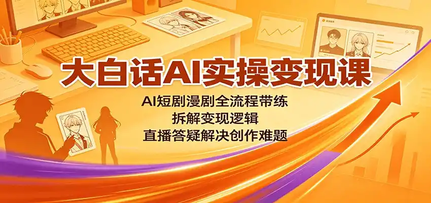 大白话AI实操变现课：AI短剧漫剧全流程带练，拆解变现逻辑，直播答疑解决创作难题-星云网创
