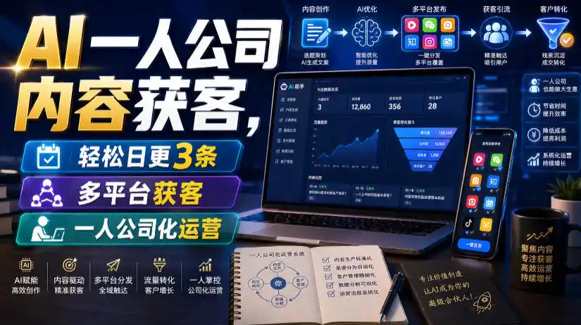 AI一人公司内容获客，轻松日更3条，多平台获客，一人公司化运营(更新0827)-星云网创