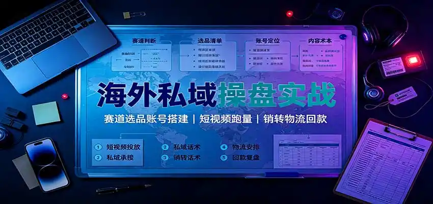 海外私域操盘实战：赛道选品账号搭建，短视频跑量，销转物流回款-星云网创
