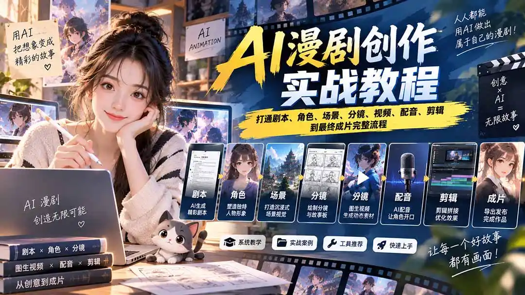 2026 AI漫剧创作实战教程:打通剧本、角色、场景、分镜、视频、配音、剪辑到最终成片完整流程-星云网创
