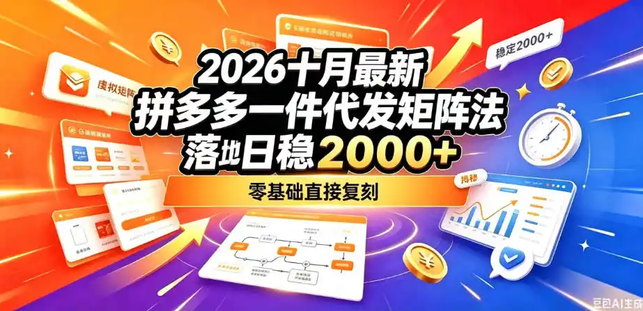 2026十月最新拼多多一件代发矩阵落地玩法，无需囤货压货，日稳入2k+，零基础直接复刻【揭秘】-星云网创