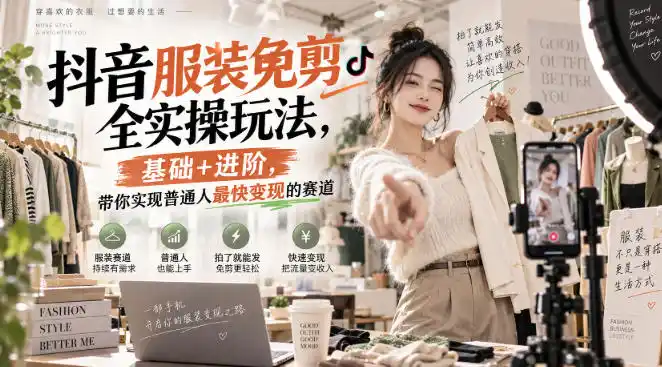 抖音服装免剪全实操玩法，基础+进阶，带你实现普通人最快变现的赛道-星云网创
