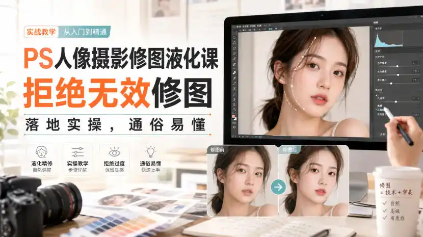 PS人像摄影修图液化课，拒绝无效修图，落地实操，通俗易懂-星云网创