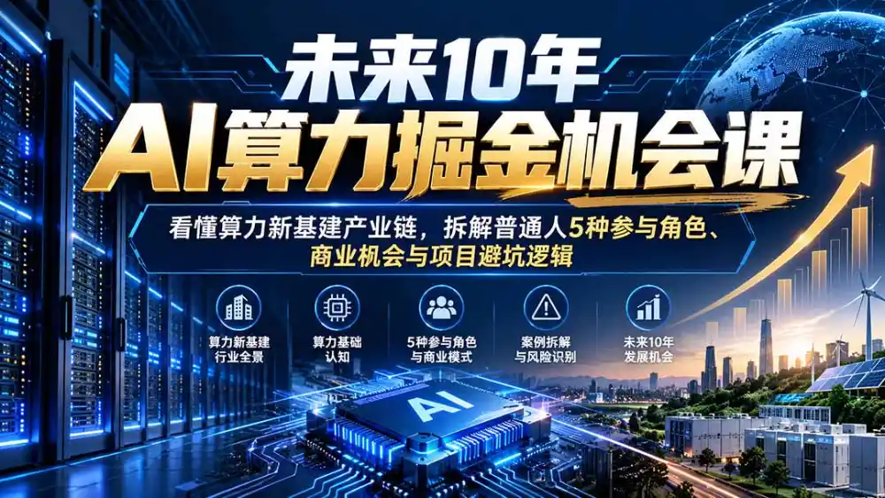 未来10年AI算力掘金机会课：看懂算力新基建产业链，拆解普通人5种参与角色、商业机会与项目避坑逻辑-星云网创
