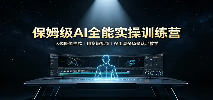 保姆级AI全能实操训练营：人像图像生成，创意短视频，多工具多场景落地教学-星云网创