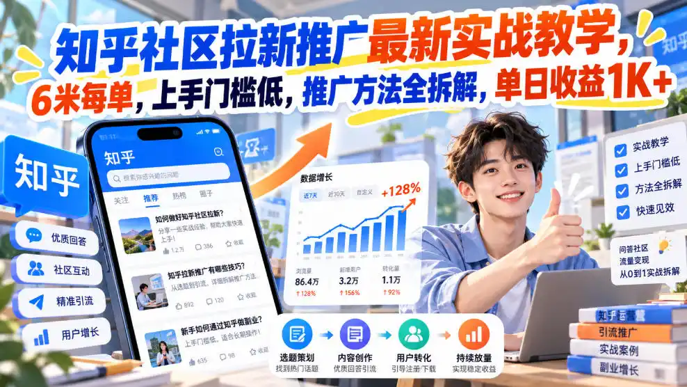 知乎社区拉新推广最新实战教学，6米每单，上手门槛低，推广方法全拆解，单日收益1K+！(更新0930)-星云网创