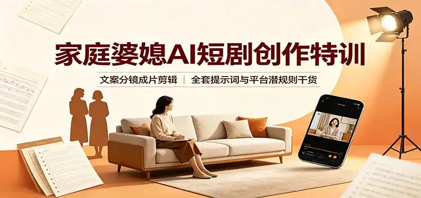 家庭婆媳AI短剧创作特训：文案分镜成片剪辑，全套提示词与平台潜规则干货-星云网创