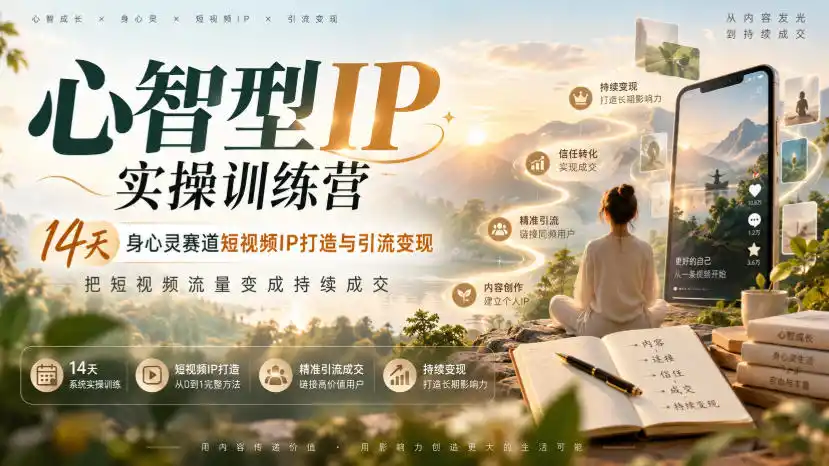 心智型IP实操训练营｜14天身心灵赛道短视频IP打造与引流变现，把短视频流量变成持续成交-星云网创
