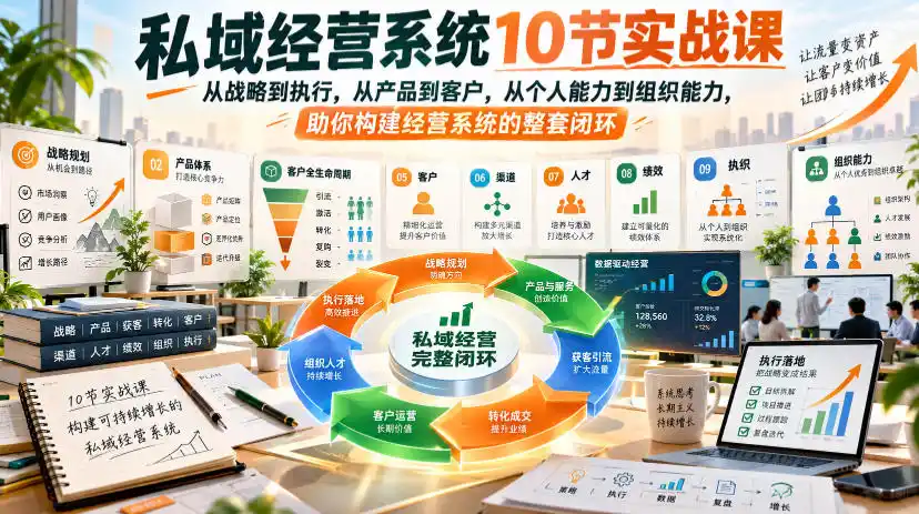 私域经营系统10节实战课，从战略到执行，从产品到客户，从个人能力到组织能力，助你构建经营系统的整套闭环-星云网创