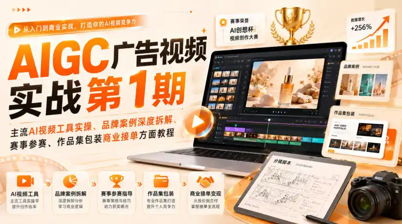 AIGC广告视频实战第1期，主流AI视频工具实操、品牌案例深度拆解、赛事参赛、作品集包装商业接单方面教程-星云网创