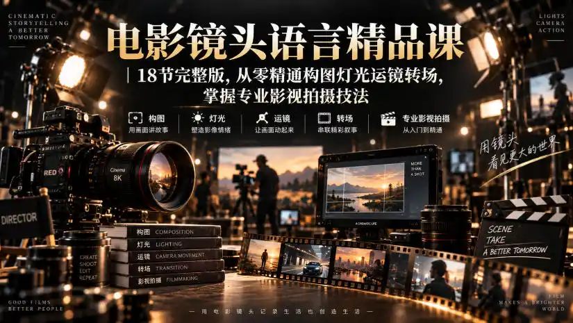 电影镜头语言精品课｜18节完整版，从零精通构图灯光运镜转场，掌握专业影视拍摄技法-星云网创