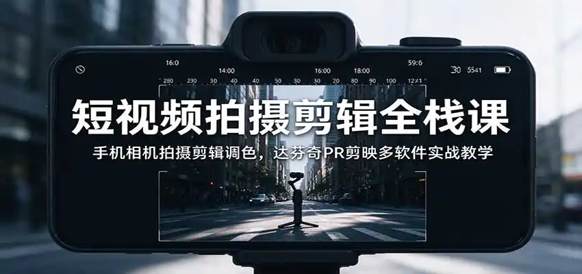 短视频拍摄剪辑全栈课：手机相机拍摄剪辑调色，达芬奇PR剪映多软件实战教学-星云网创
