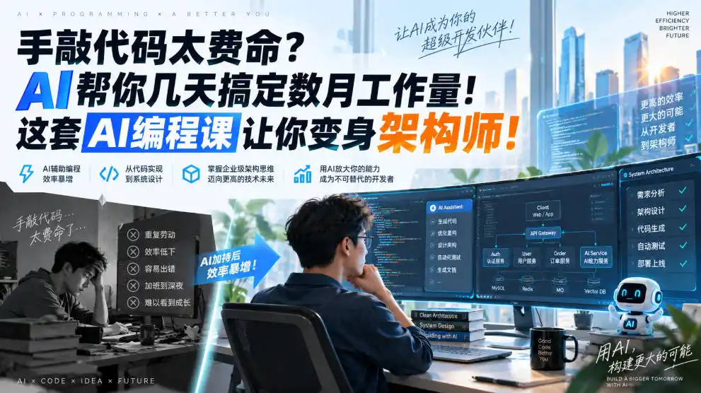 手敲代码太费命?AI帮你几天搞定数月工作量!这套AI编程课让你变身架构师!【原创双语字幕】-星云网创