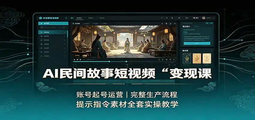 AI民间故事短视频变现课：账号起号运营，完整生产流程，提示指令素材全套实操教学-星云网创