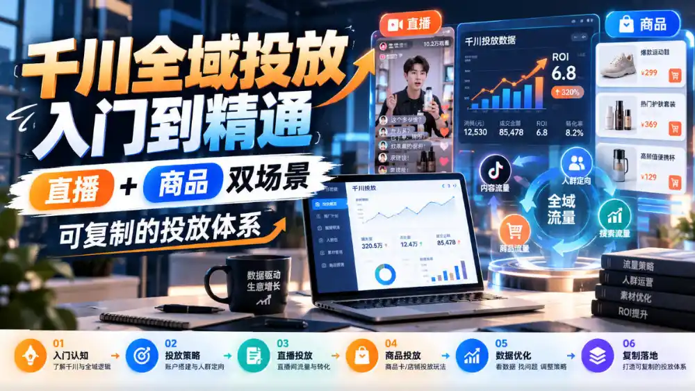 千川全域投放入门到精通，直播+商品双场景，可复制的投放体系-星云网创