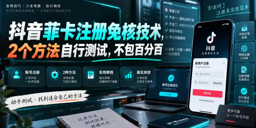 抖音菲卡注册免核技术，2个方法自行测试，不包百分百-星云网创