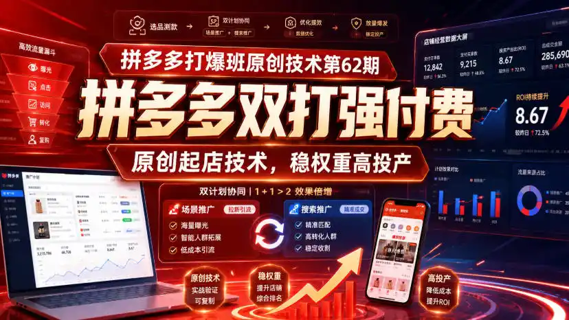 拼多多打爆班原创技术第62期，拼多多双打强付费，原创起店技术，稳权重高投产-星云网创