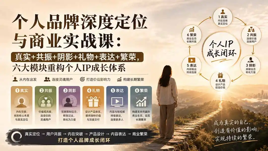个人品牌深度定位与商业实战课:真实+共振+阴影+礼物+表达+繁荣,六大模块重构个人IP成长体系-星云网创