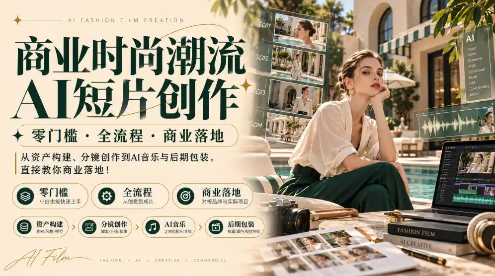 商业时尚潮流AI短片创作｜零门槛・全流程・商业落地，从资产构建、分镜创作到AI音乐与后期包装，直接教你商业落地！-星云网创