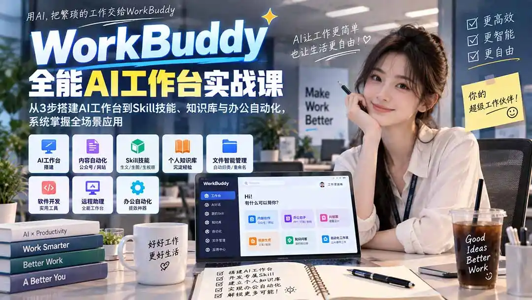 WorkBuddy全能AI工作台实战课：从3步搭建AI工作台到Skill技能、知识库与办公自动化，系统掌握全场景应用-星云网创