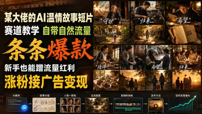 某大佬的AI温情故事短片赛道教学，自带自然流量，条条爆款，新手也能蹭流量红利，涨粉接广告变现(更新)-星云网创