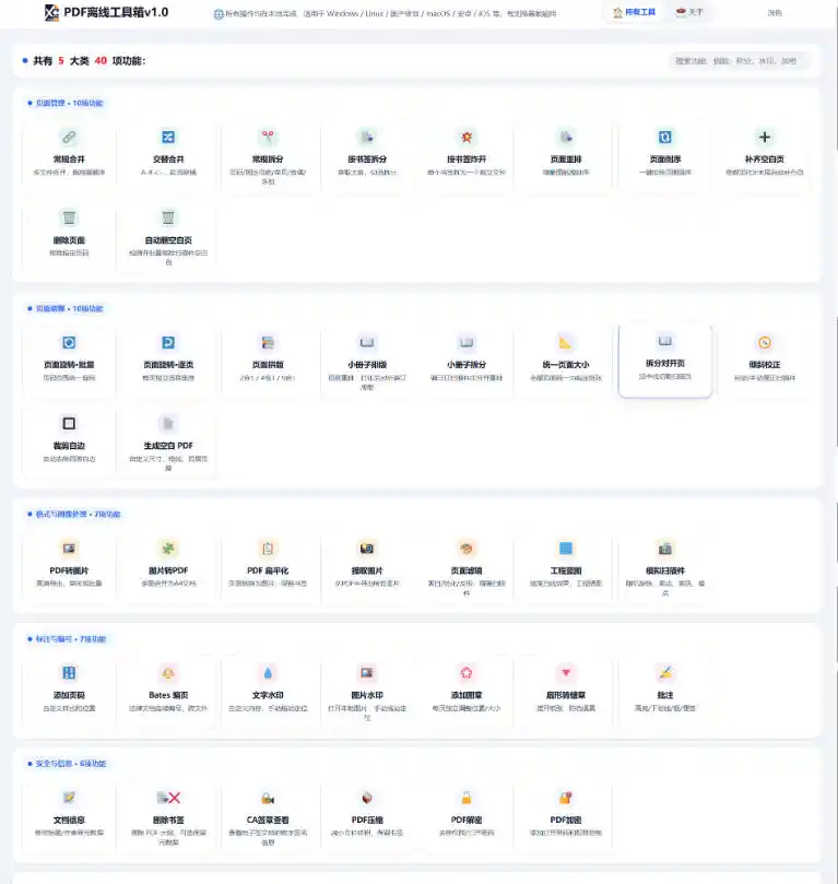 免费PDF工具箱！4MB离线运行，40+功能，合并拆分压缩加密全搞定！-星云网创