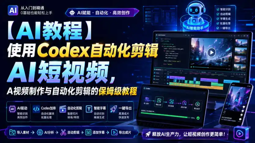 【AI教程】使用Codex自动化剪辑AI短视频，AI视频制作与自动化剪辑的保姆级教程-星云网创