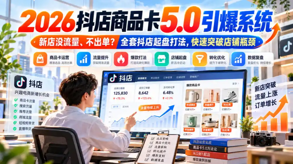 2026抖店商品卡5.0引爆店铺流量，新店没流量、不出单？全套抖店起盘打法，快速突破店铺瓶颈-星云网创