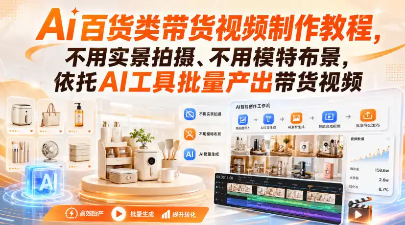 Ai百货类带货视频制作教程，不用实景拍摄、不用模特布景，依托AI工具批量产出带货视频-星云网创