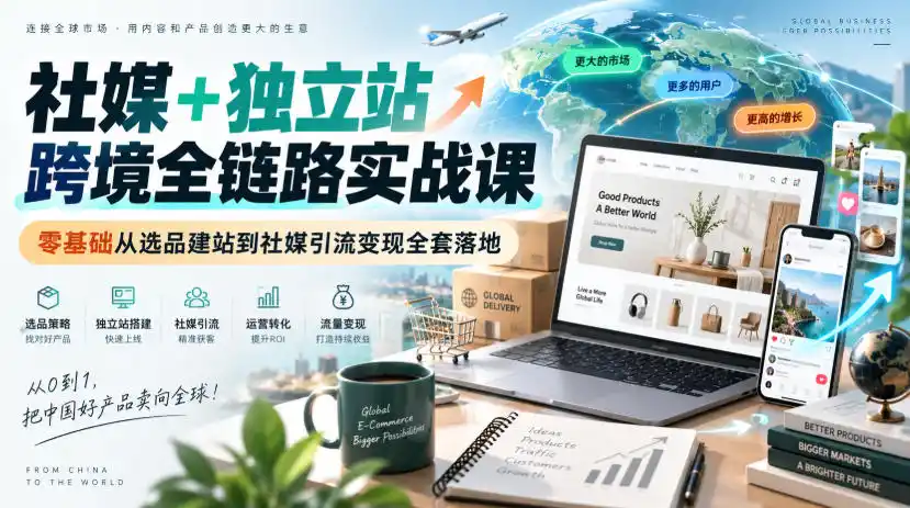 社媒+独立站跨境全链路实战课｜零基础从选品建站到社媒引流变现全套落地-星云网创
