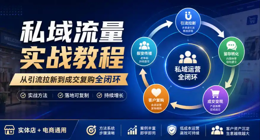 私域流量实战教程，从引流拉新到成交复购全闭环，实体店电商通用-星云网创