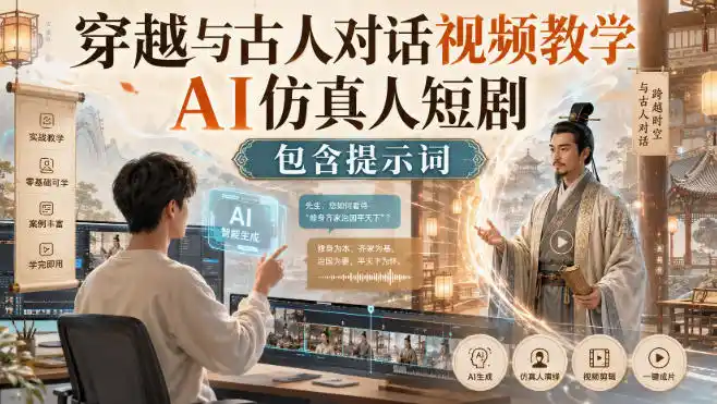 穿越与古人对话视频教学,AI仿真人短剧,包含提示词-星云网创