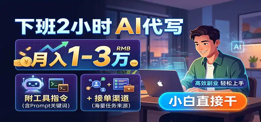 下班2小时AI代写，月入1-3万，附工具指令+接单渠道，小白直接干-星云网创