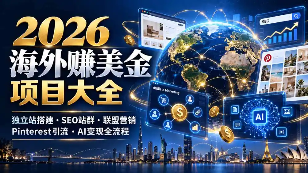 2026海外赚美金项目大全：独立站搭建、SEO站群、联盟营销、Pinterest引流与AI变现全流程-星云网创