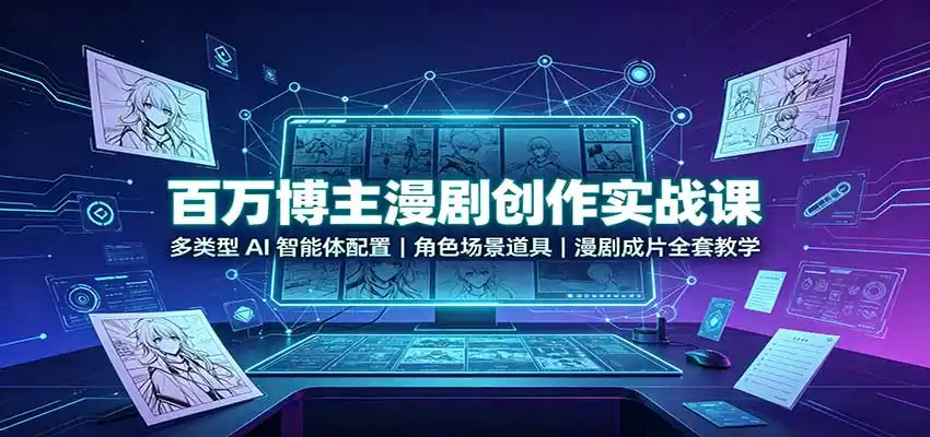 百万博主漫剧创作实战课：多类型AI智能体配置，角色场景道具，漫剧成片全套教学-星云网创
