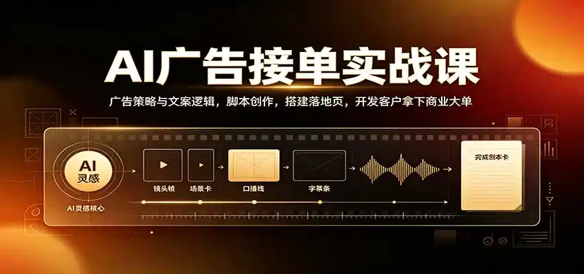AI广告接单实战：广告策略与文案逻辑，脚本创作，搭建落地页，开发客户拿下商业大单-星云网创