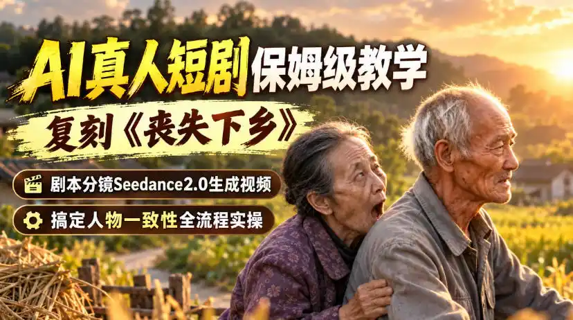 AI真人短剧保姆级教学，复刻《丧失下乡》，剧本分镜Seedance2.0生成视频，搞定人物一致性全流程实操-星云网创