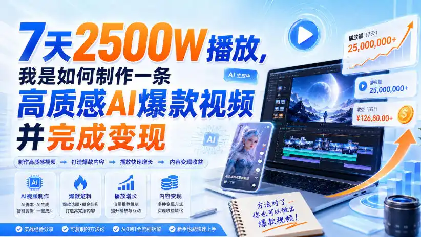 7天2500W播放，我是如何制作一条高质感AI爆款视频并完成变现-星云网创