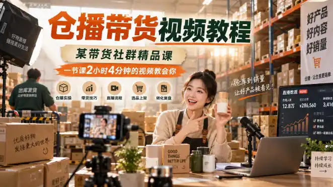 仓播带货视频教程，某带货社群精品课，一节课2小时4分钟的视频教会你-星云网创