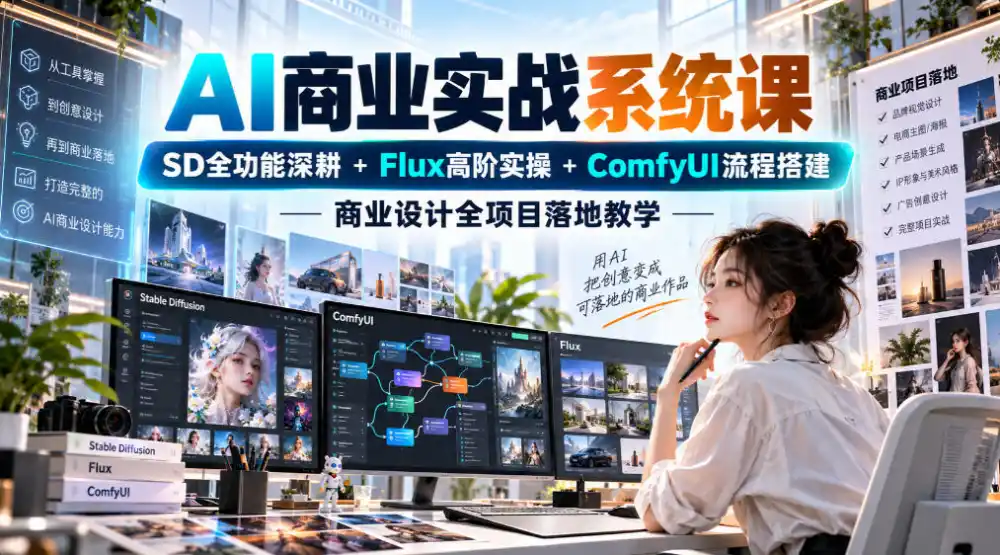 AI商业实战系统课｜SD全功能深耕+Flux高阶实操+Comfyui流程搭建，商业设计全项目落地教学-星云网创