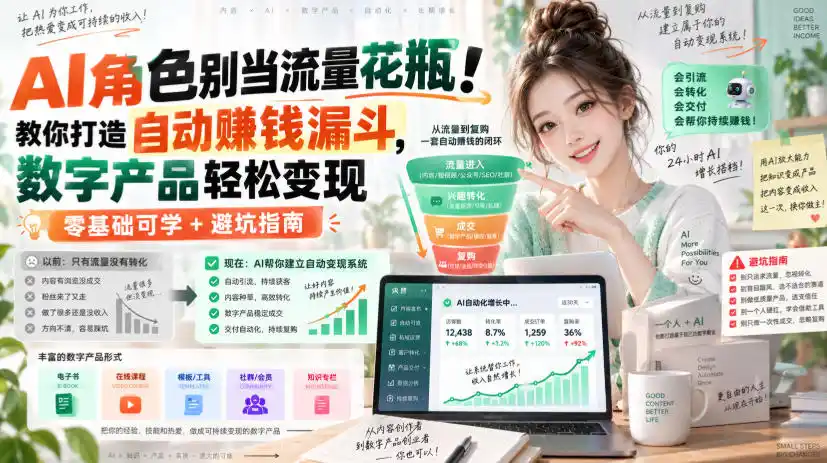 AI角色别当流量花瓶！教你打造自动賺钱漏斗，数字产品轻松变现(零基础可学+避坑指南)【原创双语字幕】-星云网创