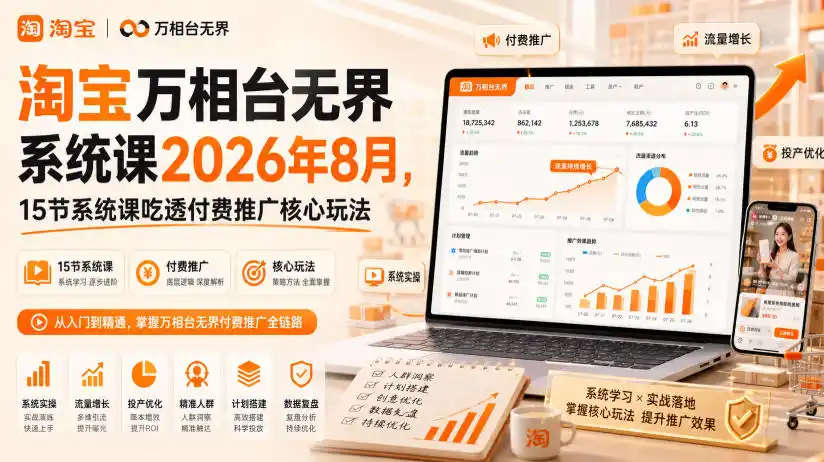 淘宝万相台无界系统课2026年8月，15节系统课吃透付费推广核心玩法-星云网创