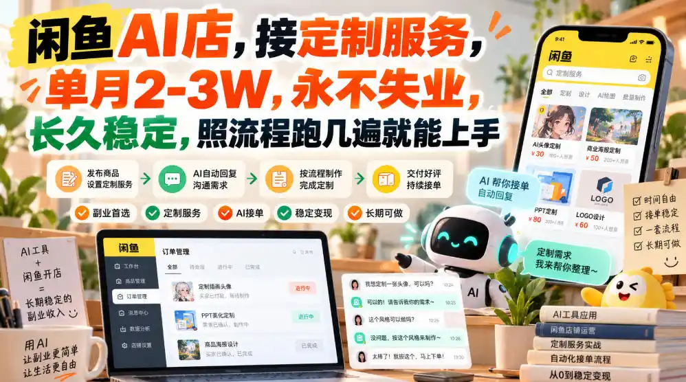闲鱼AI店，接定制服务，单月2-3W，永不失业，长久稳定，照流程跑几遍就能上手-星云网创