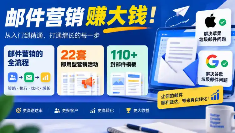 【无水印】邮件营销賺大钱！邮件营销的全流程，22套即用型营销活动与110+封邮件模板，还能解决苹果谷歌垃圾邮件问题【原创双语字幕】-星云网创