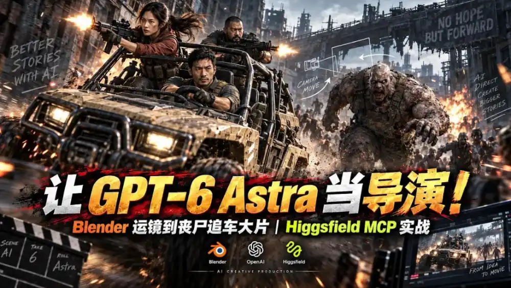 让GPT-6 Astra当导演!Blender运镜到丧尸追车大片|Higgsfield MCP实战-星云网创