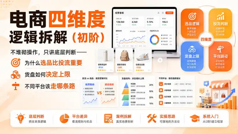 电商四维度逻辑拆解(初阶)不堆砌操作，只讲底层判断——为什么选品比投流重要、货盘如何决定上限、不同平台该走哪条路-星云网创
