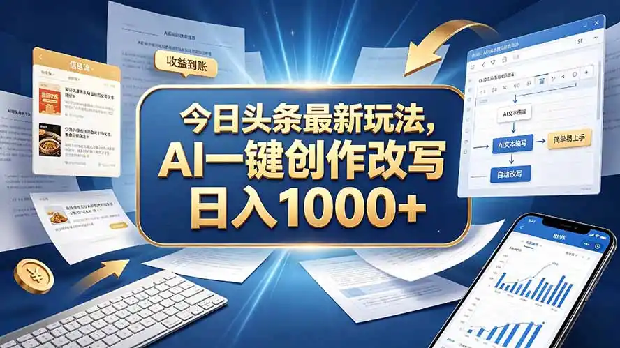 今日头条最新玩法，AI 一键创作改写，简单易上手，轻松日入 1000 +-星云网创