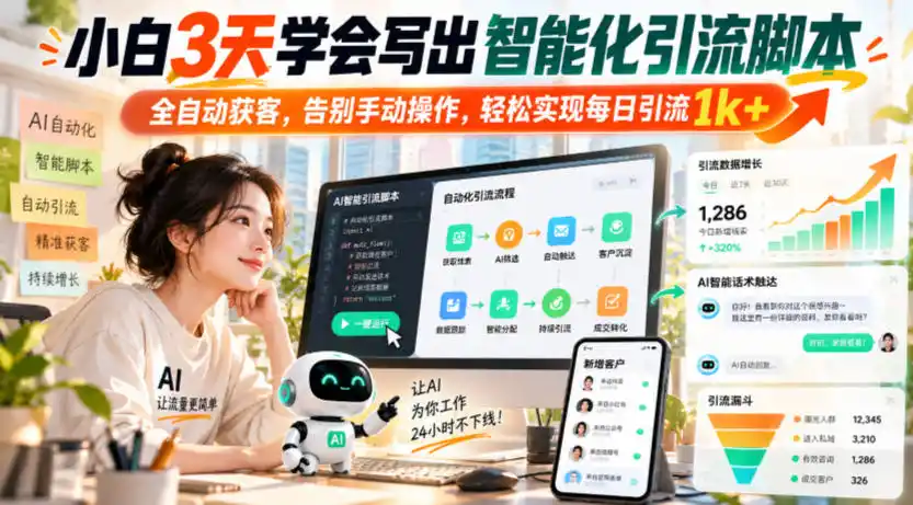 小白3天学会写出智能化引流脚本，全自动获客，告别手动操作，轻松实现每日引流1k+-星云网创