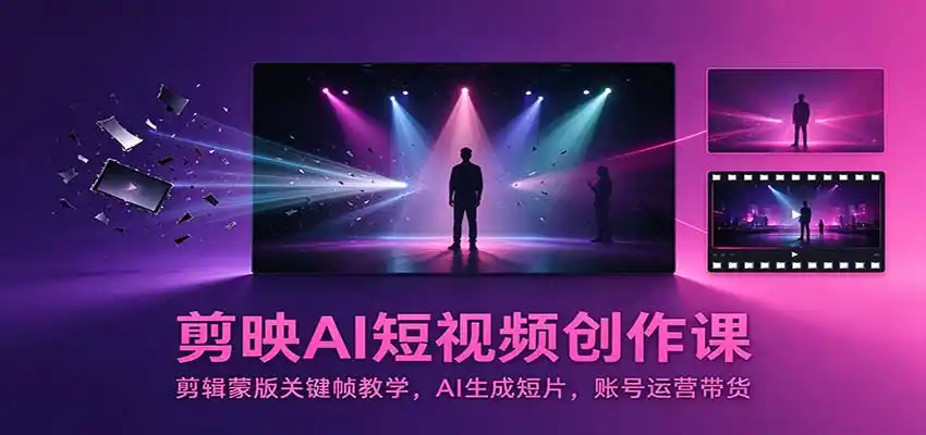 剪映AI短视频创作课：剪辑蒙版关键帧教学，AI生成短片，账号运营带货-星云网创