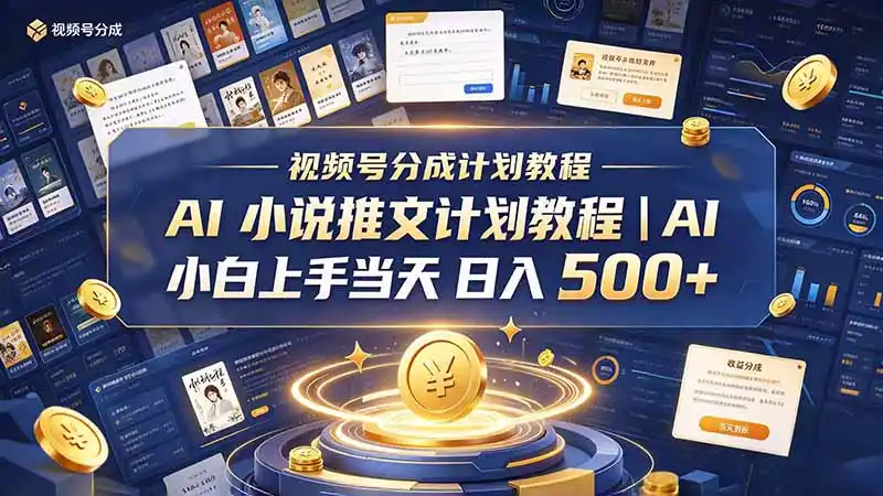 最新视频号分成计划教程｜AI 小说推文，小白上手当天日入 500+-星云网创